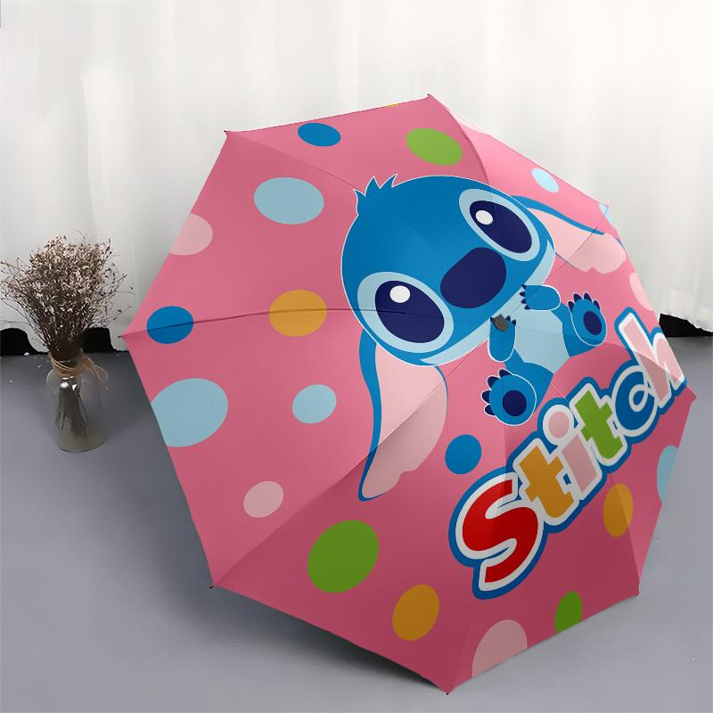 Stitch, Cartoon Automatic Opening and Closing Umbrella - 8 Ribs Portable Folding Umbrella with Plastic Handle, Suitable for Leisure and Hall
