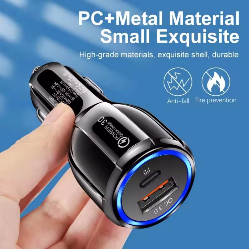 QC3.0 PD USB Car Charger Universal 3.1A Quick Fast Charging Car Adapter Socket Cigarette Lighter 12V-32V for Mobile Cell Phone