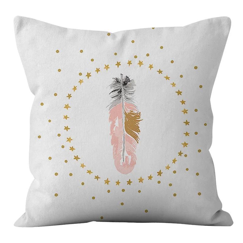 Rosa und schwarze geometrische Buchstaben bedruckte Sofakissenbezug Kissenbezug Heimdekoration Party Auto Bettwäsche