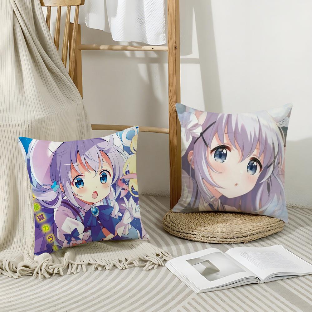 Anime Chino Kafu Cushion Cover Eco-Friendly Odorless Healthy Pillowcase Soft & Comfortable Kid-Safe No Filling
