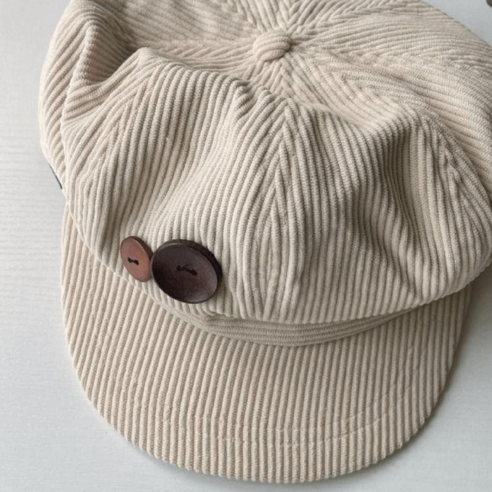 Harajuku Double Button Berets Hat Y2k Painter Hat Simple Corduroy Baseball Cap  Winter