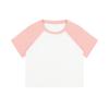 Solid Color Round Neck Shoulder SleevesPure Cotton Color-blocking Short Glossy Short-sleeved T-shirt