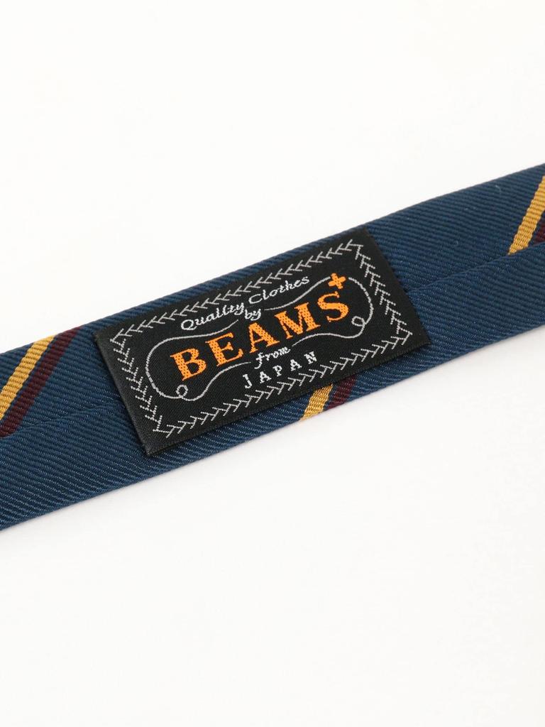 [BEAMS PLUS] Silk Wide Regimental Tie for Men, BLUE FREE 38440015107