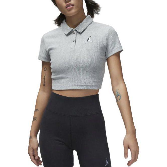 Jordan Crop Tops Women's Light Gray Lapel Moderate DZ3333-063
