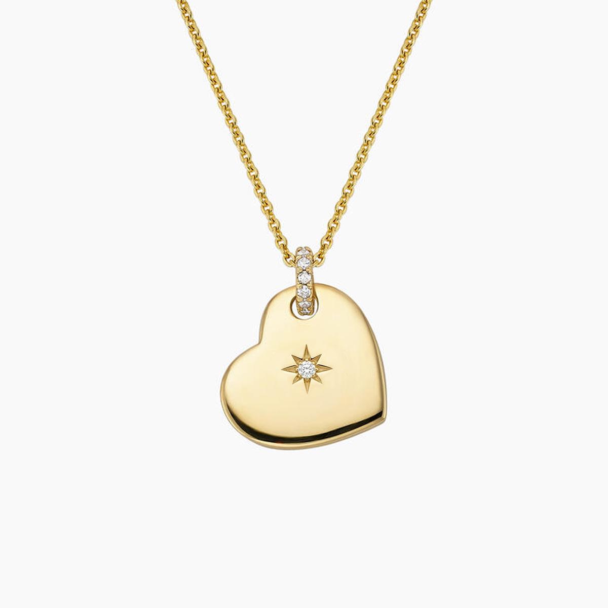 Women s Gold-Plated Heart Pendant Necklace with Zircon, Thin Chain, Mirror-Polished Copper, Fashionable and Versatile Design