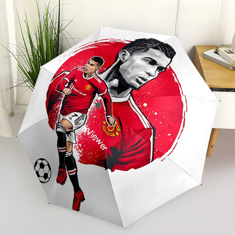 

Soccer Player, TeamViewer Automatic Opening and Closing Umbrella, Compact Travel Umbrella, Lightweight and Portable, Suitable for Beach Comm