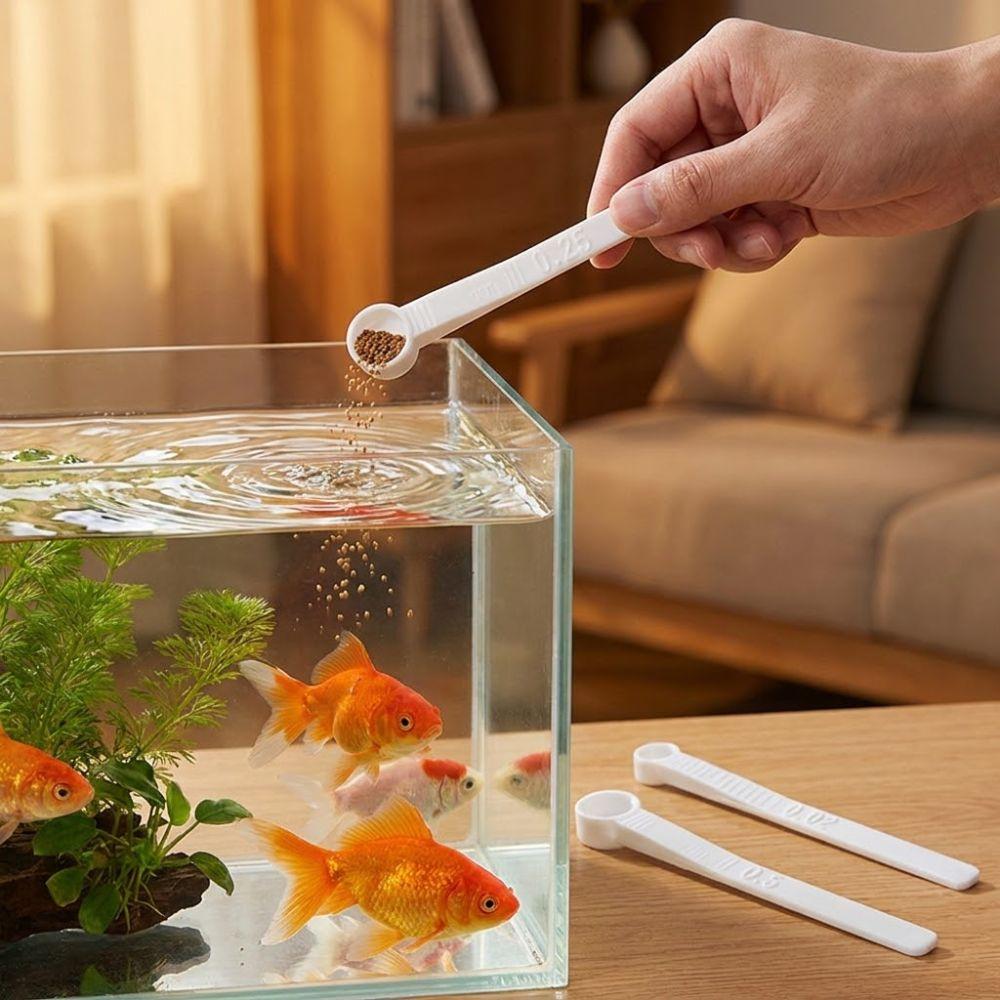 3Pcs Precise Scale Fish Food Measuring Spoon Feeding Food Scoop Set  For Home Use