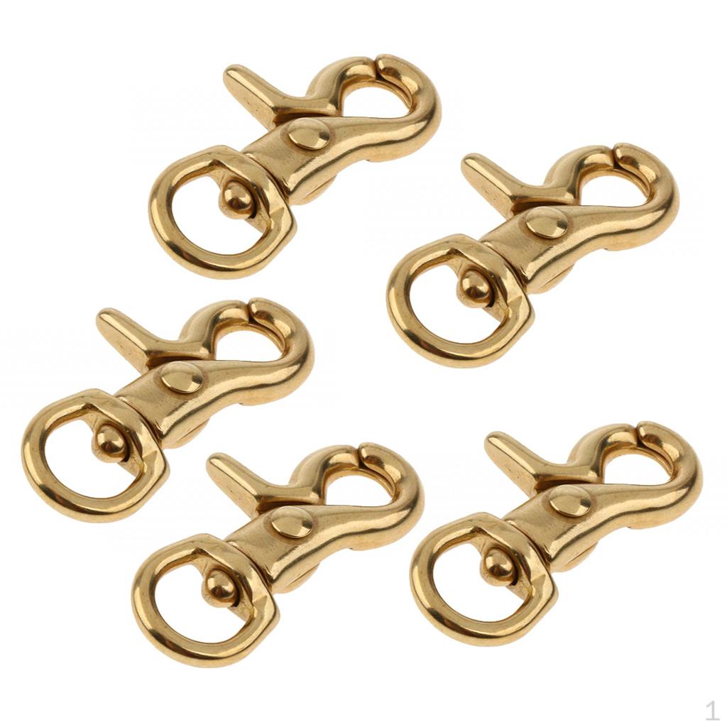 5 Pieces Brass Carabiner Hook Keychain Rotating Trigger