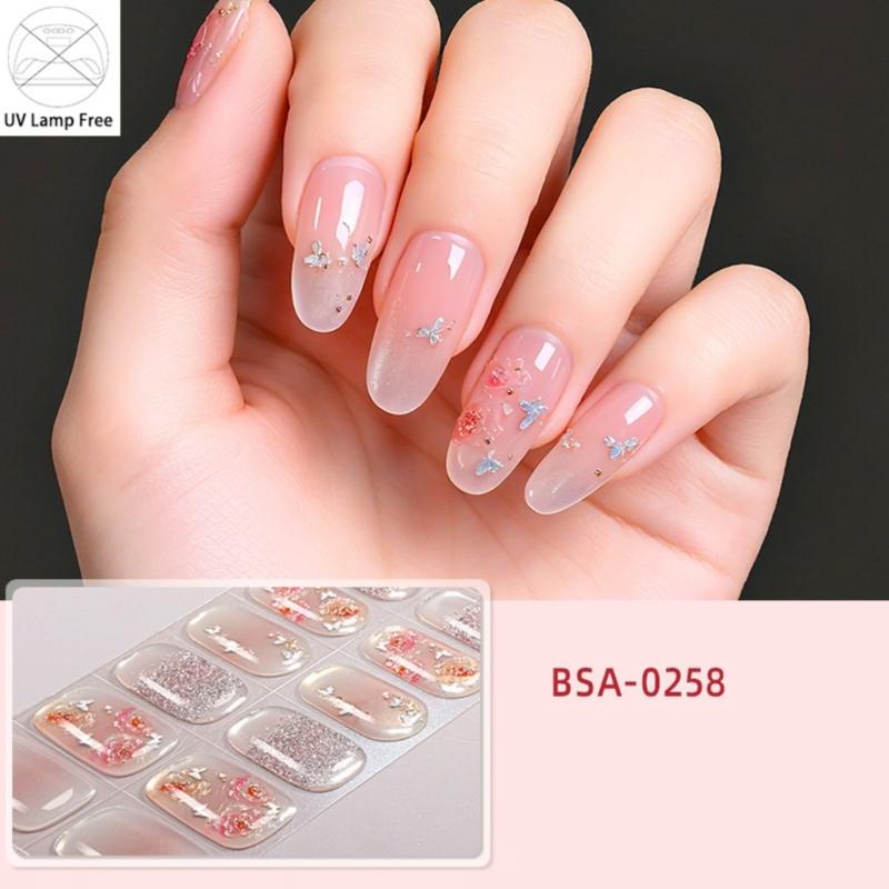 Quickly dry SelfAdhesive Nail Art Stickers Soft Waterproof Materials Gel Nail Strips For Daily Use And Special Occasions