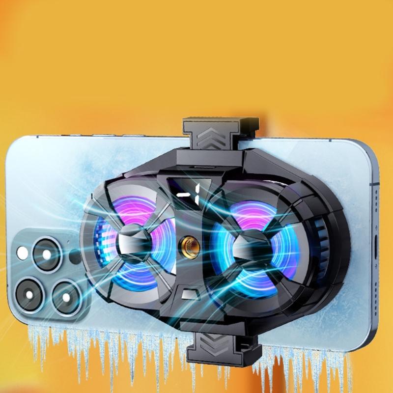 Semiconductor Cooling System 7-Blades Digital Display Radiator Phone Cooler Fan Clip Silent Heat Sink for Gaming Live