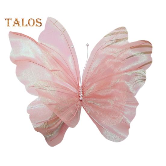 

Большая искусственная бабочка из марли, имитация бабочки, 3D-поддельная бабочка с искусственным жемчугом для украшения стены свадебного фестиваля розовый