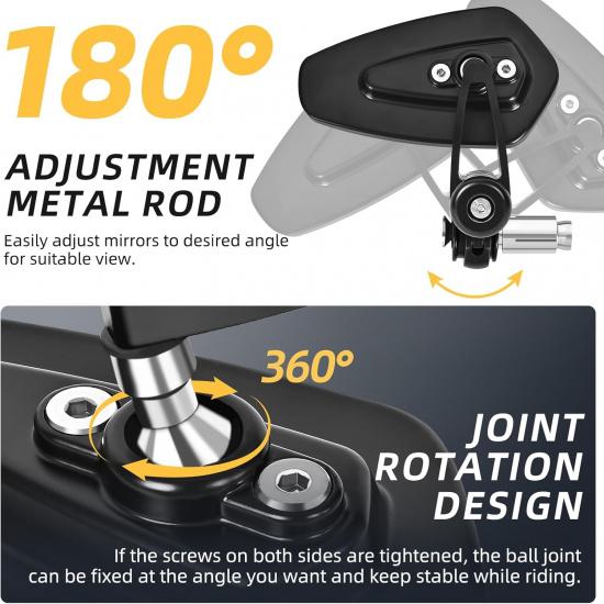 Motorcycle Mirrors For Handlebars, 7/8" Bar End Mirrors Include Mirror Plugs Compatible With Honda Grom MSX125 Z650 Z125 Pro Z750 Z800 MT-07 MT-03