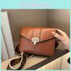 Solid Color Simple Gold Buckle Decoration Women Single Shoulder Square Bag