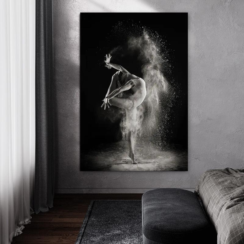 Zwart-Wit Balletdanser Canvas Schilderij Elegante Ballerina Houding Poster Print Wandkunst Afbeelding voor Woonkamer Huisdecoratie