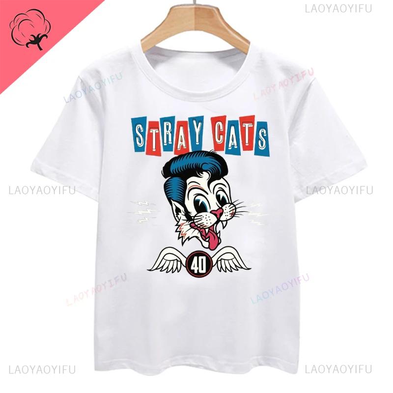 Classic Stray Cats Rock Tshirt American Rockabilly Band Fans Hipster Streetwear Fashion Breathable Boy Girl Unisex Women Cotton Tee