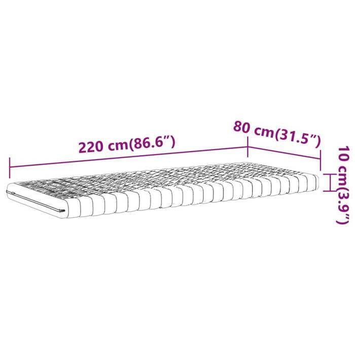 VidaXL Matelas en mousse blanc 80x220 cm 7 zones dureté 20 ILD, matelas de lit, matelas de lit de jour, matelas en mousse 4016654