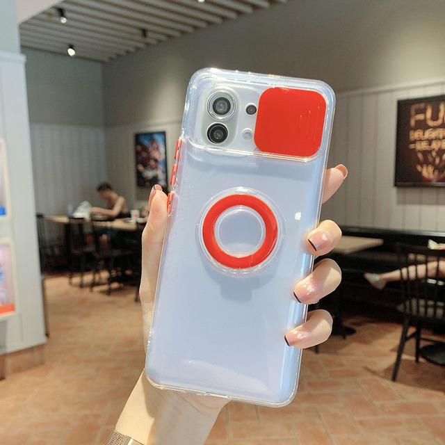 

Прозрачный защитный чехол для камеры для Xiaomi Redmi Note 11S 10 9 Pro 9S 9T, чехол-держатель с кольцом для телефона Redmi K40 Pro 10X 9C Redmi K40 красный