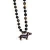 Dachshund Cartoon Pendant Necklace with Tiger Eye Beads - Cute, Elegant, and Versatile Choker for Women
