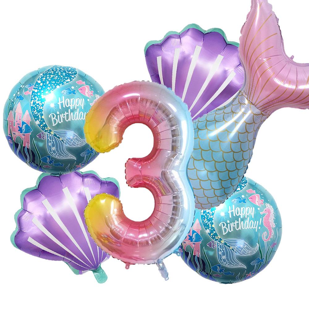 Mermaid Balloon 32 inch Digital Aluminum Foil Balloon Children's Birthday Party Decoration Baby Shower Decoration