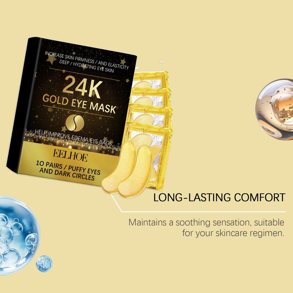 EELHOE 24k Gold Eye Mask moisturizes, hydrates, makes the skin around the eyes smooth and tender
