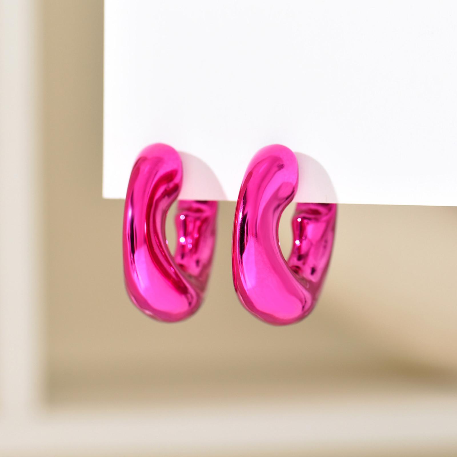 

Fashionable Minimalist Light Luxury Versatile C-Shaped Hoop Earrings With Irregular Polka Dots For Women - Unique And Exquisite Ear Accessories One Size розовый