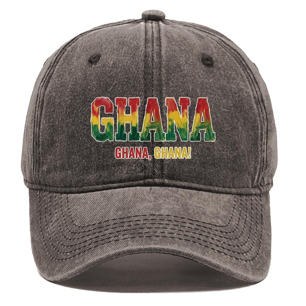 "GHANA" "GHANA, GHANA" Flag Printed Baseball Cap , Adjustable Snapback Baseball Cap Sporting Vintage All-season Leisure Flat Cap