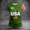Women’s Casual Crewneck Short Sleeve T Shirt with Printed USA Letter and Flag Pattern for 250th Anniversary Independence Day