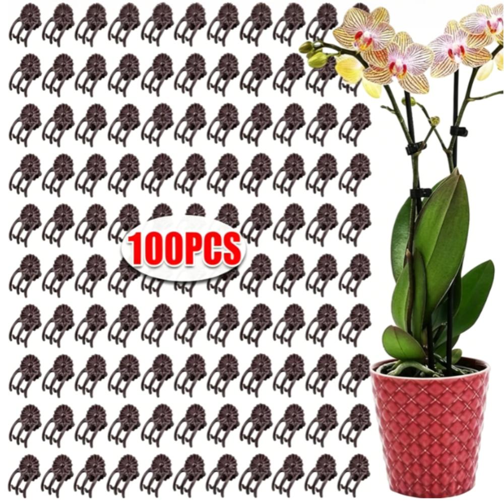 50/100Pcs Garden Plant Clips Butterfly Orchid Support Clamp Flower Stem Vine Tied Clip Fruit Vegetable Grafting Garden Tools