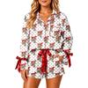 Women's Christmas Pajama Set with Button-Down Shirt and Shorts for Holiday Sleepwear