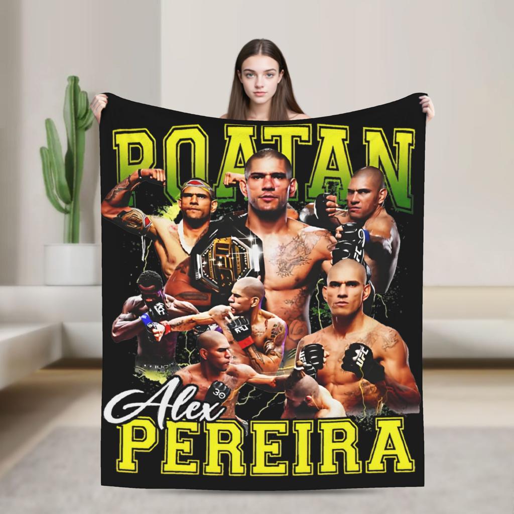 Chama Poatan Alex Pereira Fashion Blanket Cover Fighting Boxing Flannel Throw Fashion Blankets Home Couch Lightweight Bedspreads Multifuncti