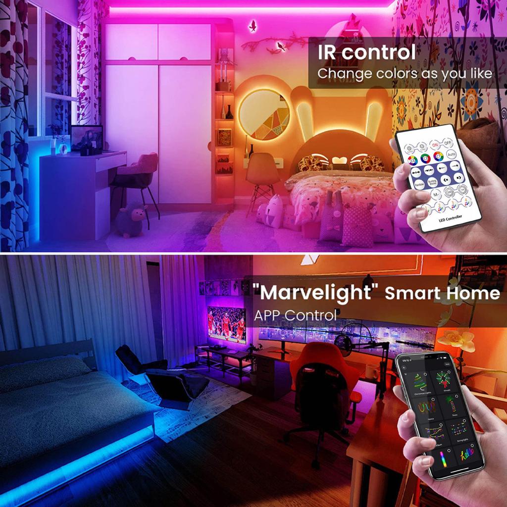 5V Dream Color Neonlichtstreifen mit USB, Bluetooth-App & Musik-Soundsteuerung für DIY-Formen