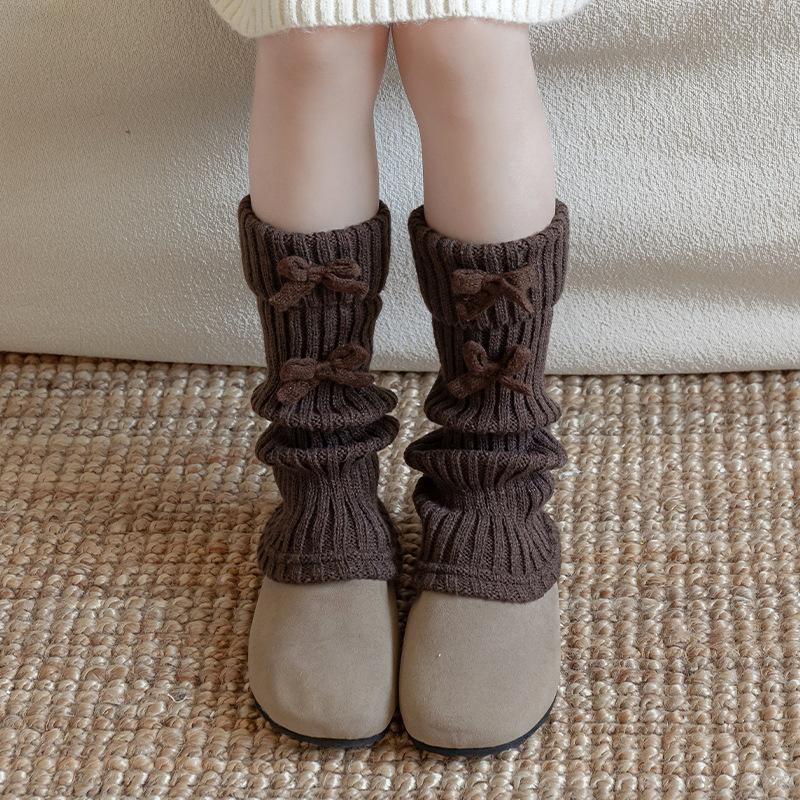 

Шкільні гетри в корейському стилі, що складаються, шкарпетки-боти з бантом, з плюшевою підкладкою, кавового кольору, зимові шкарпетки-гольфи для дітей