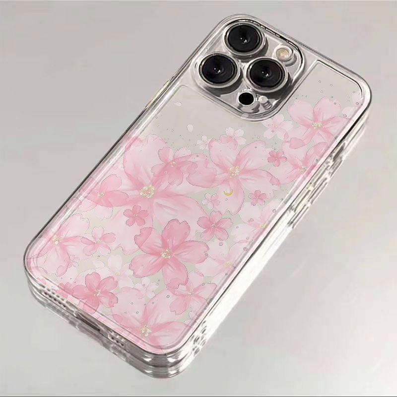 

Pink Floral Pattern Transparent Phone Case For IPhone 17 16 15 14 Plus 13 12 11 Pro MAX 16E 17E Air Phone Cover Coque Funda iphone 11 Pro