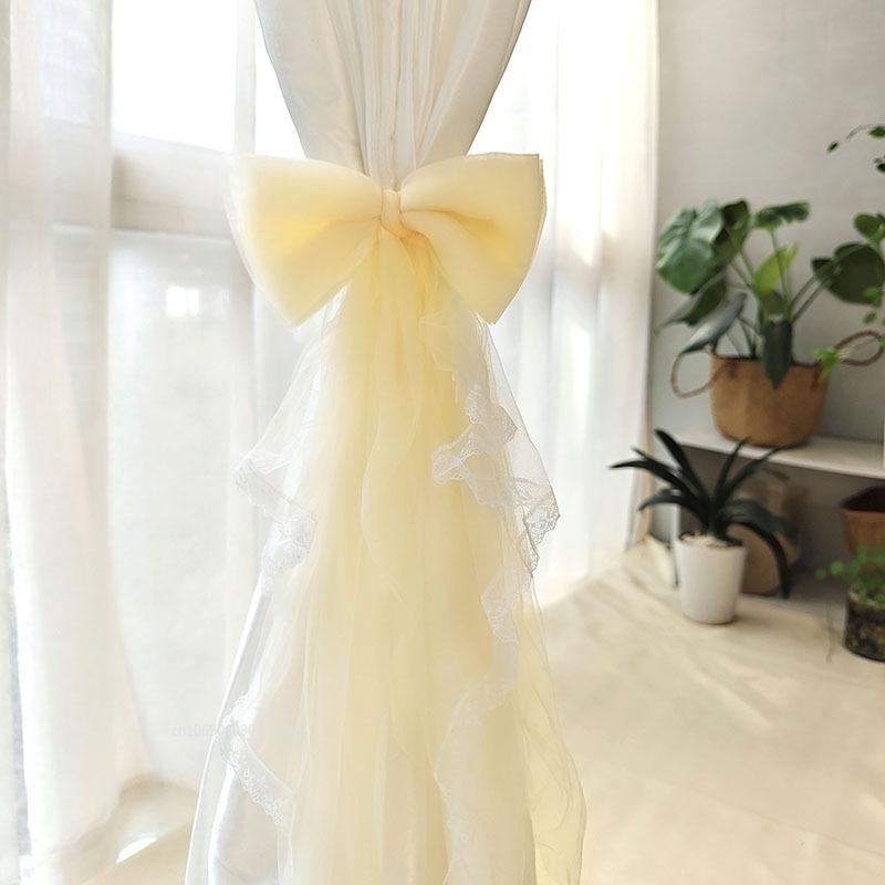 INS Curtain Bow Tiebacks Window Curtains Binding Rope White Window Curtain Strap Bag Decoration Curtain Decor Accessories