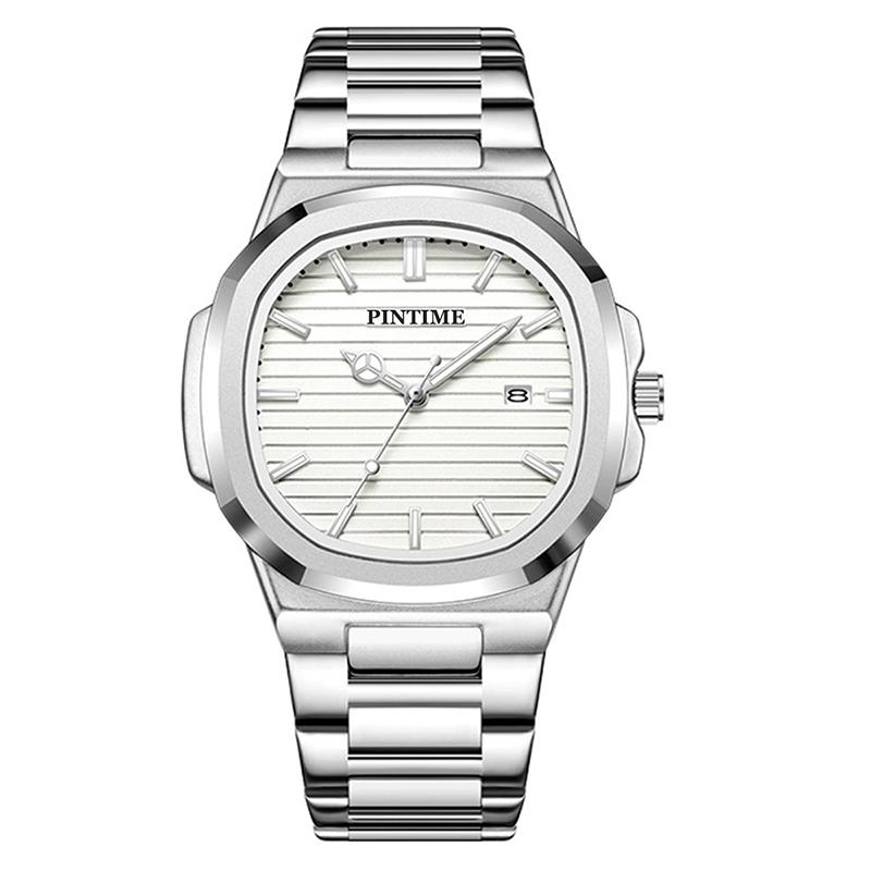 PINTIME Top Brand Luxury Men Quartz Watch Waterproof Date Male Clock Stainless Steel Business Mens Watches Relogio Masculino