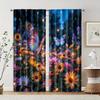 2 Pcs, Filtering Curtains (excluding Rods, Non-movable, Without Batteries) Butterfly and Flower for Use In Bedrooms and Living