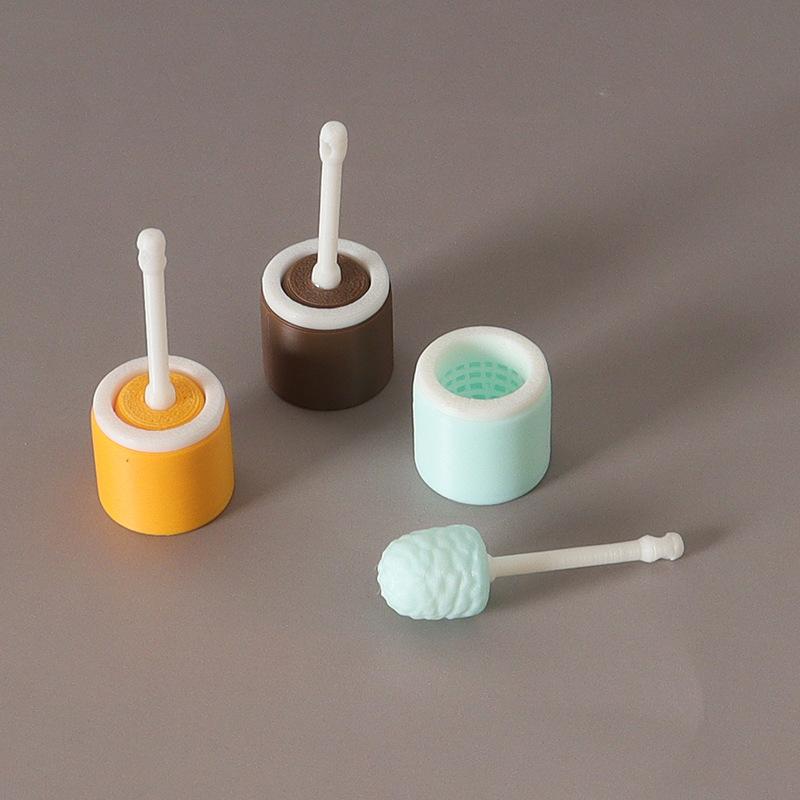 3Pcs Cleaning Tool 1:12 Dollhouse Mini Simulation Long Handle Toilet Brush Model For Toilet Scene Toy Home Decor Accessories