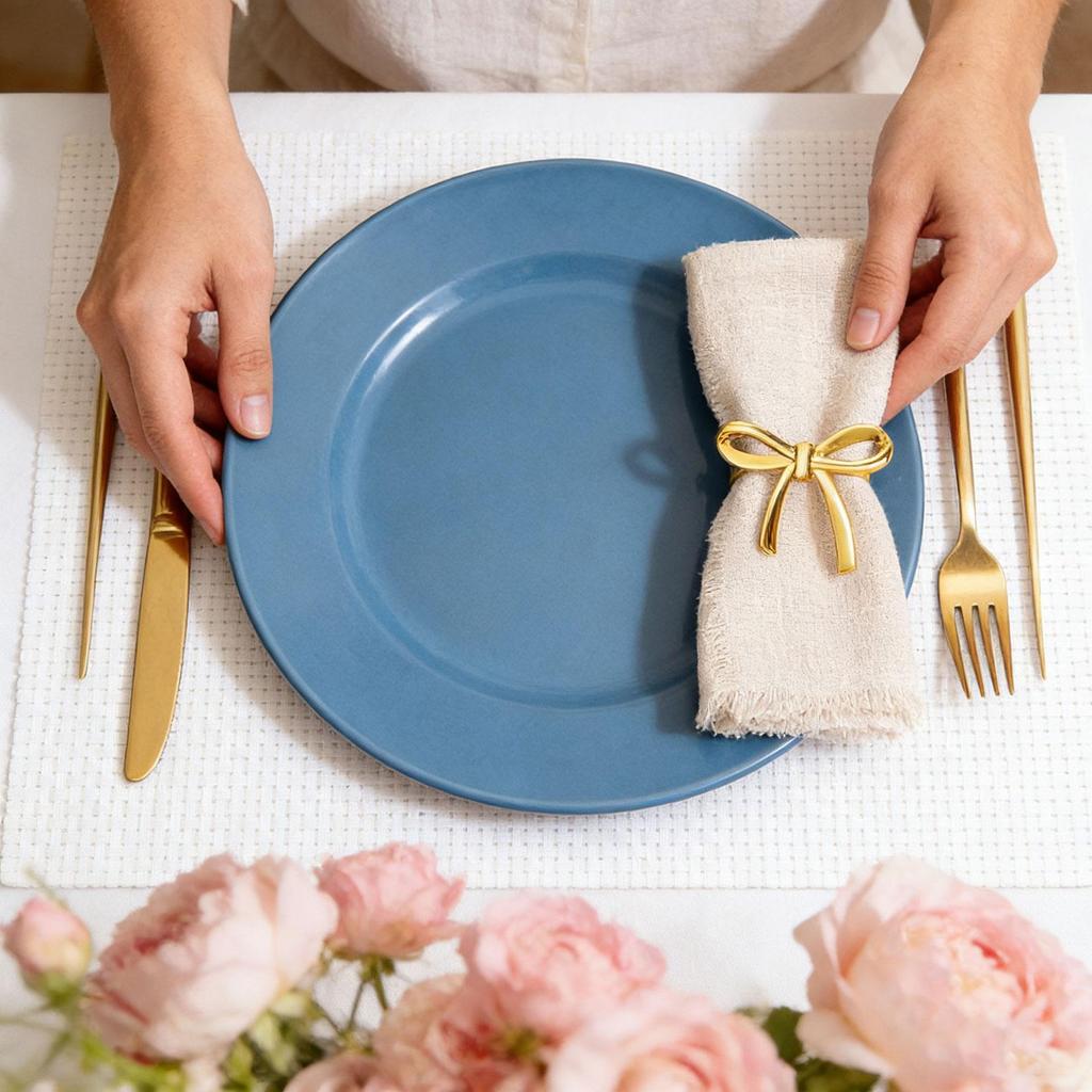 Napkin Rings Gold Metal Bow Shape Elegant Napkin Buckle Set For Table Dining Decor Party Wedding Christmas Thanksgiving Easter