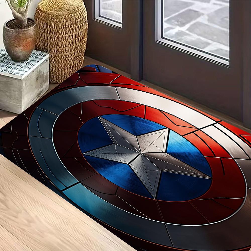 1pc Marvel Shield Themed Doormat Decor Rug for Home Living Room Bedroom Bathroom Doorway Non Slip Absorbent Durable Entrance