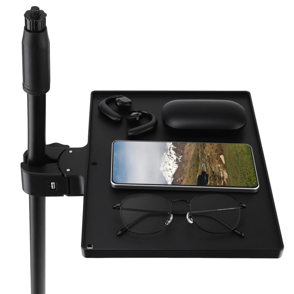 Black Plastic Mic Stand Clamp Tray Holder for Stage Live Streaming Concert Performance Clamp-on Rack Accessory