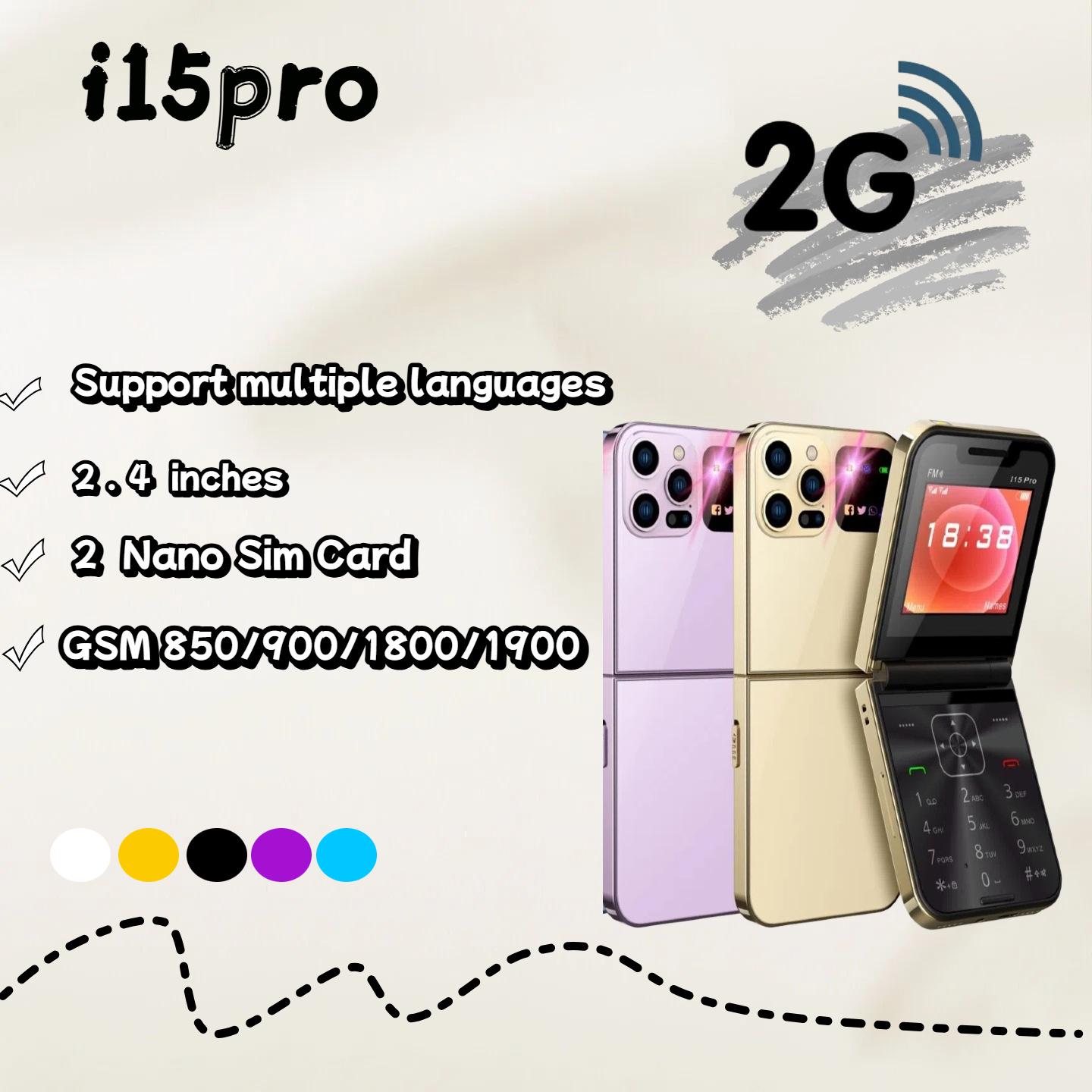 

Lightweight I15pro Flip Phone for Seniors & Students: Dual Screen & Bluetooth Dialer. White-2G-English-Neutral