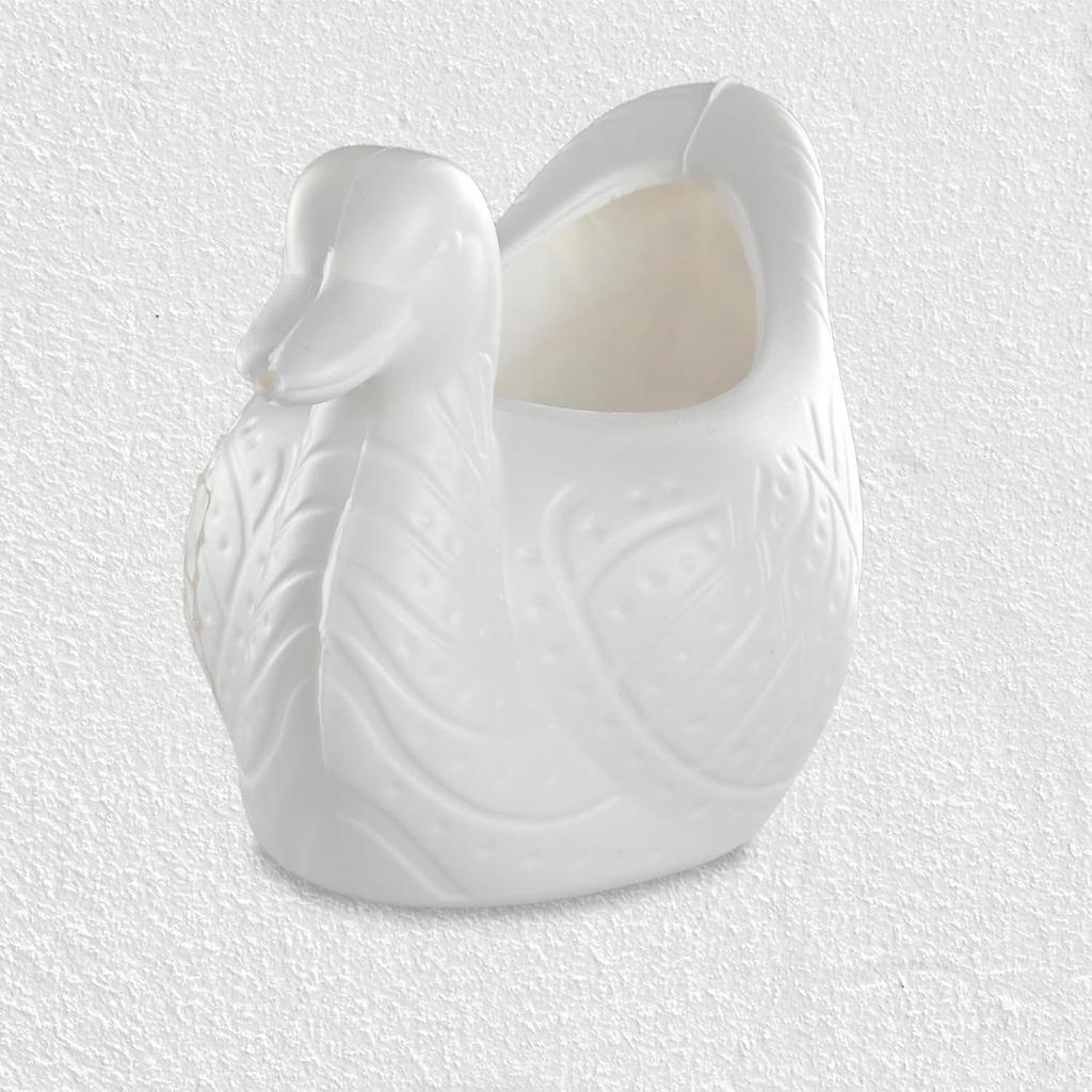 Kleiner Pflanztopf in Entenform aus Kunststoff für Heimdeko und Schreibtisch | Dekorativer Tisch-Blumentopf für Wohnzimmer | Pflanzgefäße Gartendekorationsartikel