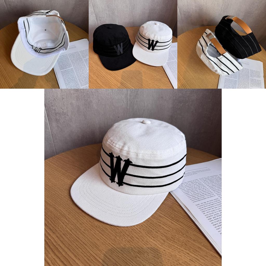 Letter W Cotton Blend Baseball Hat With Wide Brim And Letter Embroidery For Teens