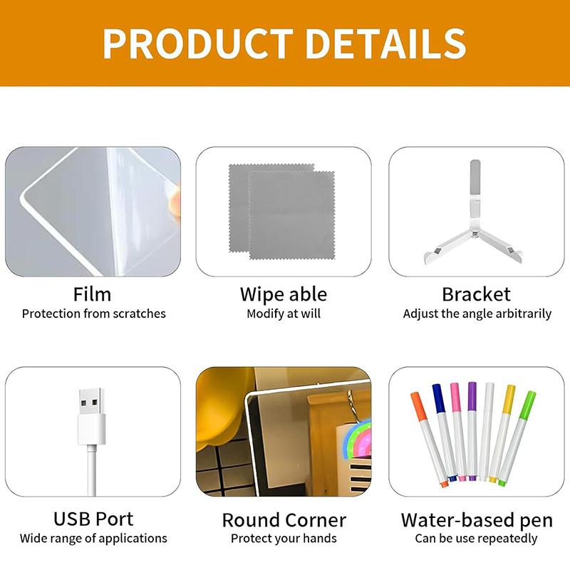 1Pc LED Luminous Blackboard Drawing Toys Magic Light Blackboard Graffiti Coloring Art Lamp Acrylic Message Board Montessori Kids Toy