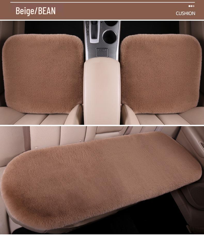 Winter Plush Car Seat Cushion Set: Thick Short Pile, Wool, Rabbit Hair, Non-Slip, 3-Piece