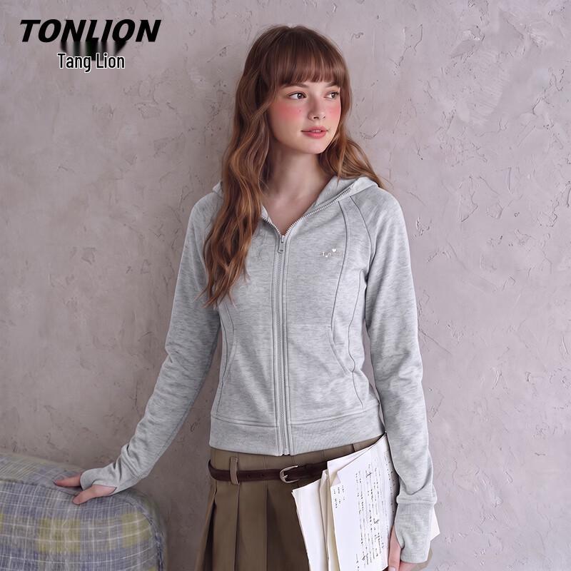 TonLion Women's Slim-Fit Logo Zip-Up Hoodie