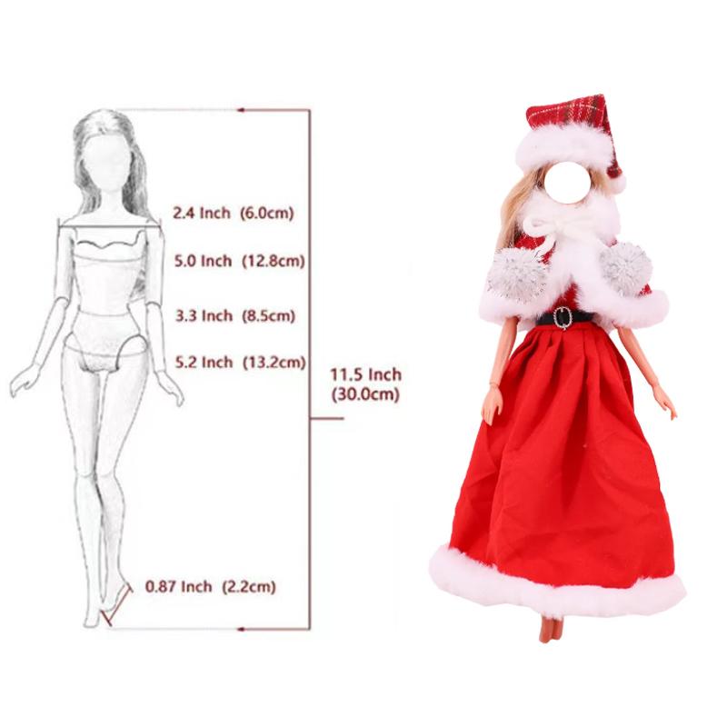 Christmas Day Costume Party Dress Girl Doll Accessories Fashion Clothes Gift Dollhouse Toys Kid KEN for 11.8Inch Kid Friendly Entertaining Fun Play