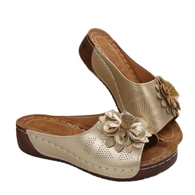 Cross-border New Large-size Women's Shoes Spring and Summer New Amazon Cross-border One Flower Open-toed Slippers European and American Sandals