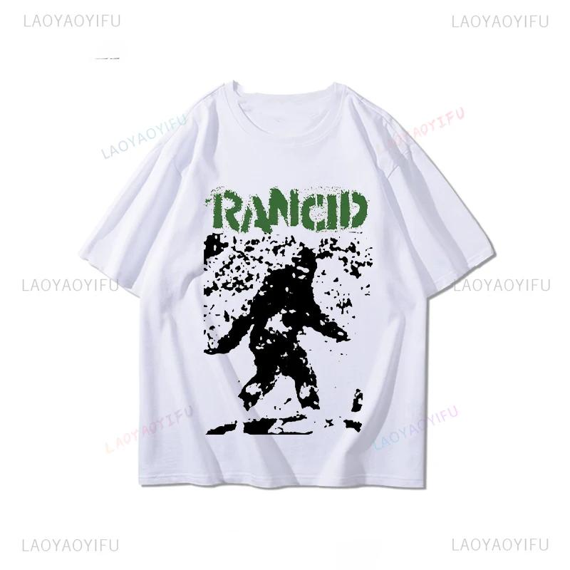 Rancid Band Short Sleeved Tshirt for Mens Summer American High Street Print Cool Pure Half Sleeves Trendy Printed Tshirt Top