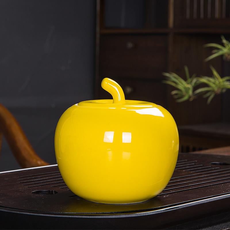 Creative Ceramic Apple Sealed Tea Cans Wedding Candy Gift Box Christmas Storage Jar Decoration Crafts Porcelain Home Decoration